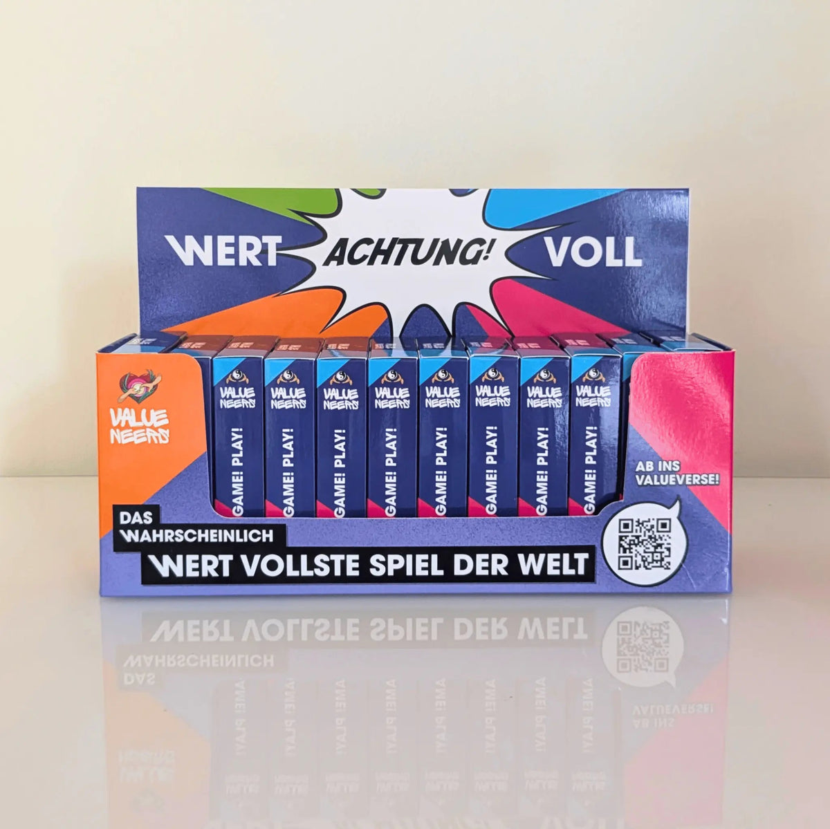 Der WERTvollste Aufsteller der Welt - Faltkarton ohne Spiele - Valueneers Wertespiele